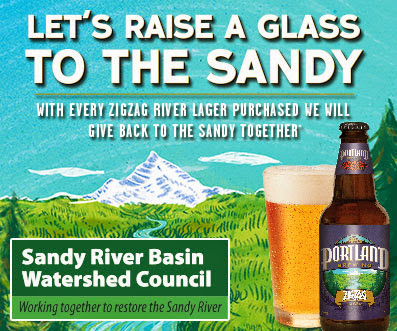 This entire month of July 2014, Portland Brewing is donating a portion from every case or growler of ZigZag River Lager (growlers must be purchased at the Portland Brewing Co Taproom, cases must be purchased in the state of Oregon) sold back to our Northwest waters via Sandy River Basin Watershed Council.