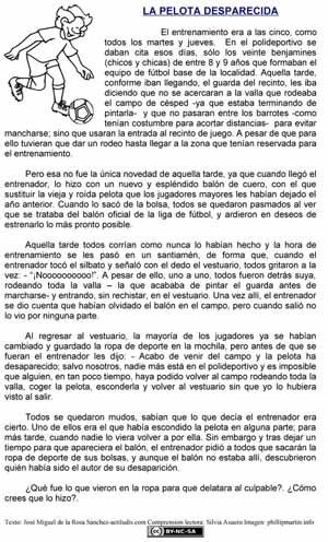 Lecturas con misterio "La pelota desaparecida" - Actiludis