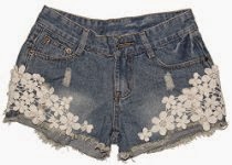 <br />Casual Vintage Womens Lace Flower Jean Shorts Short Pant Trouser Cut-Off Denim