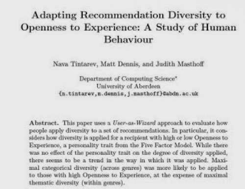 Paper Adapting Recommendation Diversity To Openness To Experience