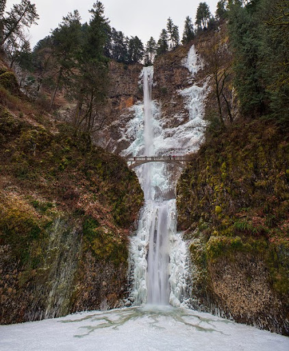 A Frozen Multinomah Falls. During the freeze that is passing the falls turned to ice. Photographer of the Month: Wick Sakit