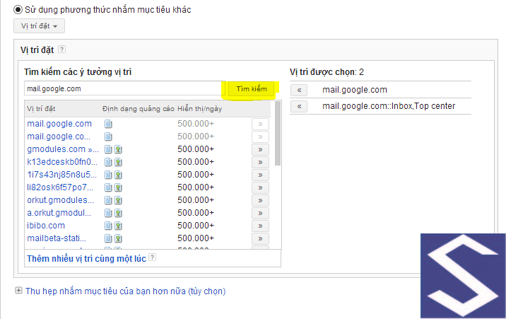 Tìm Gmail trong mạng hiển thị