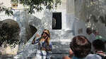 That's our Greek tour guide, standing in front of the entry to the walled part of the original Pyrgos That's our Greek tour guide, standing in front of the entry to the walled part of the original Pyrgos