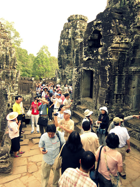 The crowd at Bayon temple, Cambodia