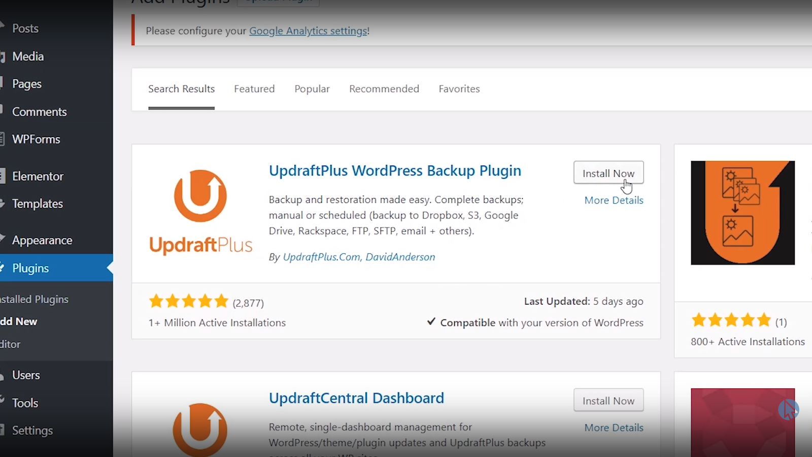 updraft plus wordpress backup plugin install