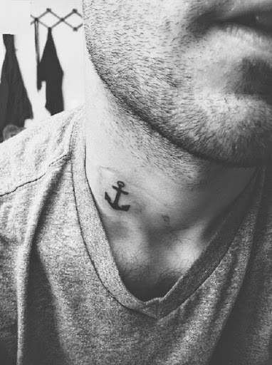 small anchor tattoos on the neck