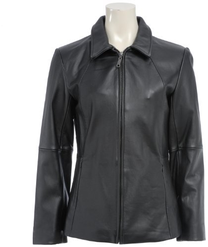 Women's Excelled Leather Scuba Jacket, BLACK, M