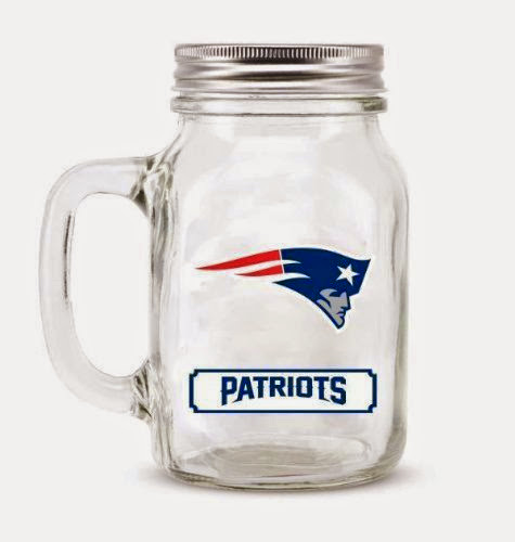  W2B - New England Patriots Mason Jar Glass With Lid