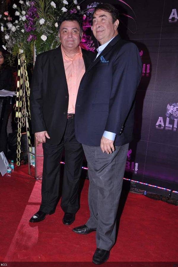 Rishi Kapoor and Randhir Kapoor during Bollywood actress Sridevi's birthday party, held in Mumbai, on August 17, 2013. (Pic: Viral Bhayani)
