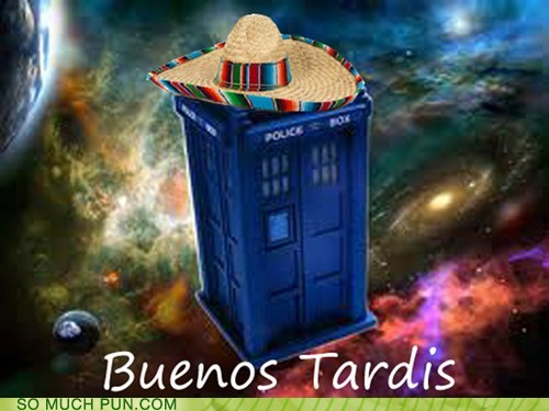 photo of a Tardis wearing a sombrero