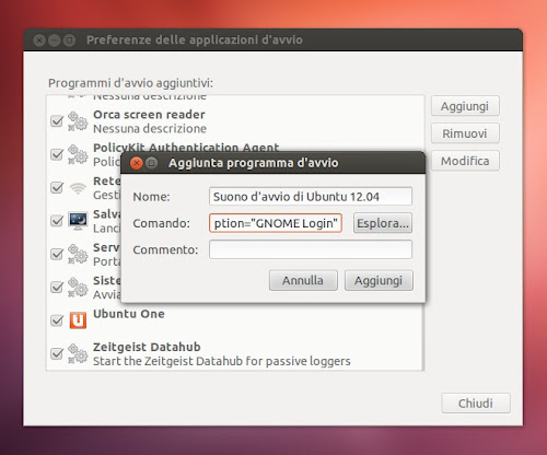 Attivare e inserire il nuovo suono d'avvio su Ubuntu 12.04 Precise