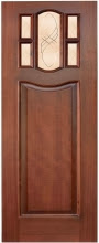 Шпонированная дверь Промстрой, модель 29, Махагон Гравировка, филенчатая