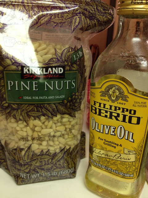 pine nuts and olive oil