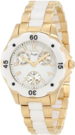  Invicta Women's 1655 Angel White Dial White Ceramic and Gold Watch