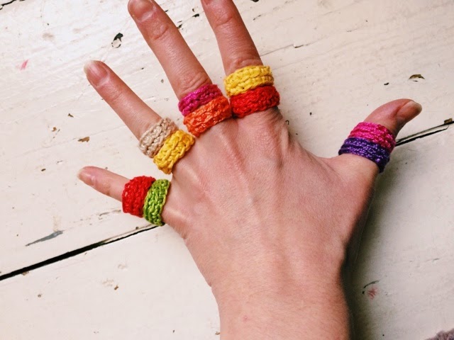 Whip up a selection of gorgeous, colourful, crochet rings with this quick and easy pattern.