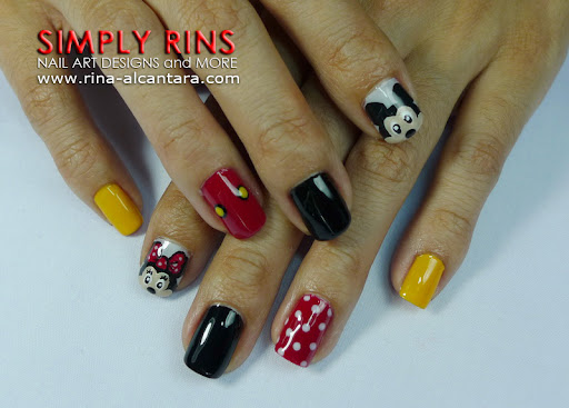 Simple Black And White Nail Designs. Mickey Mouse nail art design