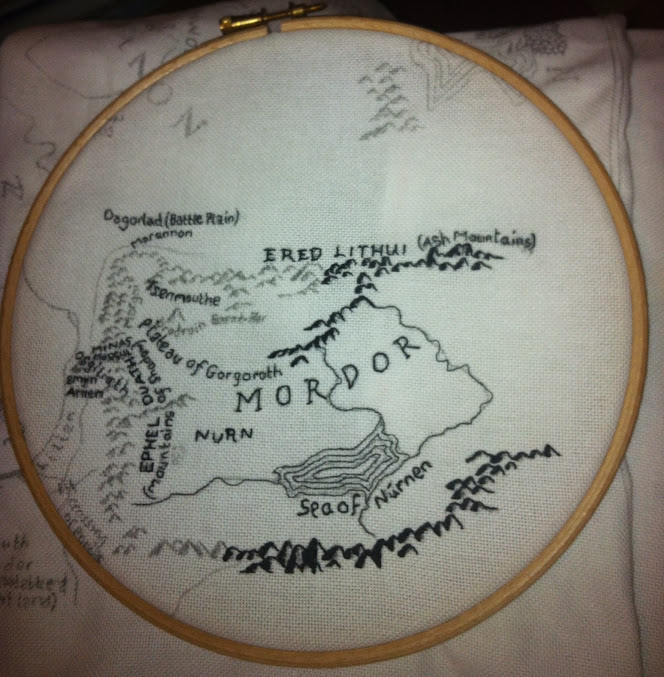 Inspired by: Lord of the Rings, Embroidered Map of Middle Earth UPDATE |  Frances and Lynne