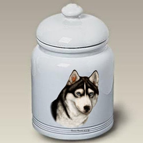  Siberian Husky (Black and White): Ceramic Treat Jar 10