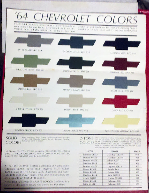 1960 Chevrolet Color Chart