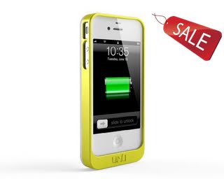 uNu Exera Modular Detachable Battery Case for iPhone 4S 4 - White/Yellow (Fits All Versions of iPhone 4S/4)