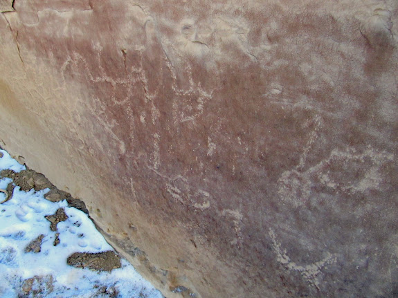 Petroglyphs below the pictographs