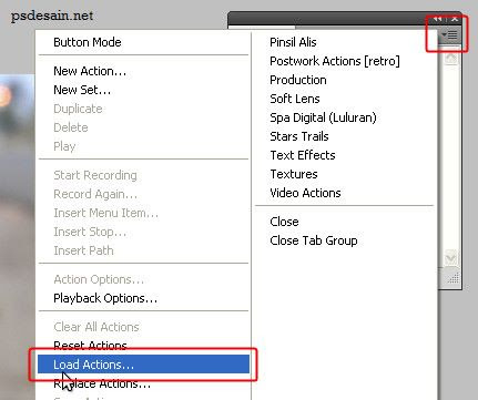Cara menambahkan Action ke Photoshop
