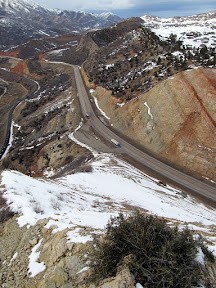 US-6 in Spanish Fork Canyon viewed from the road cut