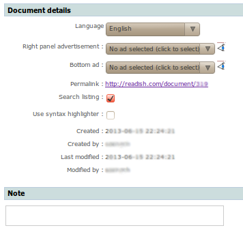 Update document details and note sections Update document details and note sections