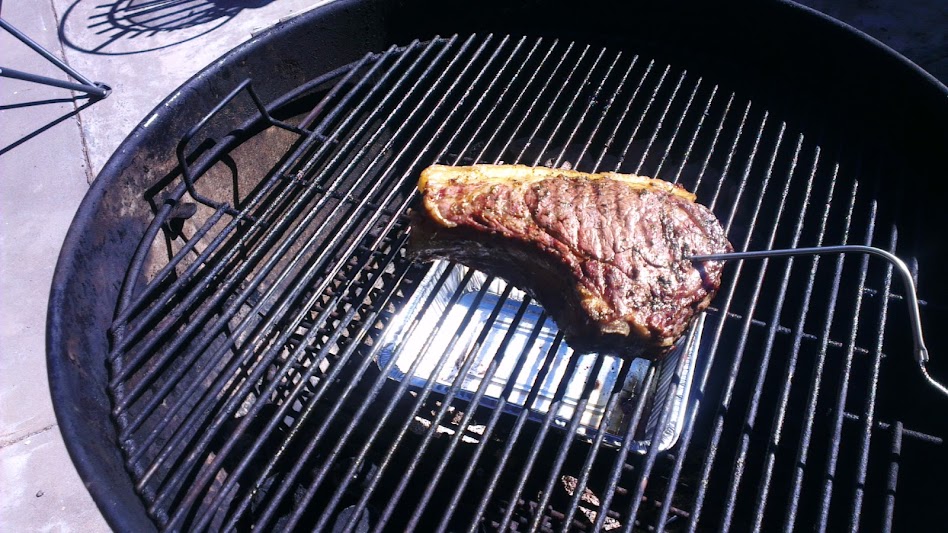 fatty grain-fed beef rib-eye steak 850gm