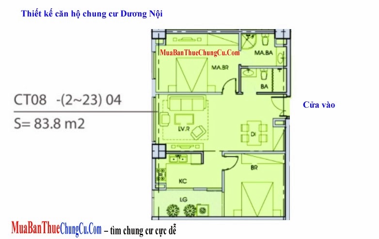 thiết kế căn hộ số 4 chung cư dương nội CT8