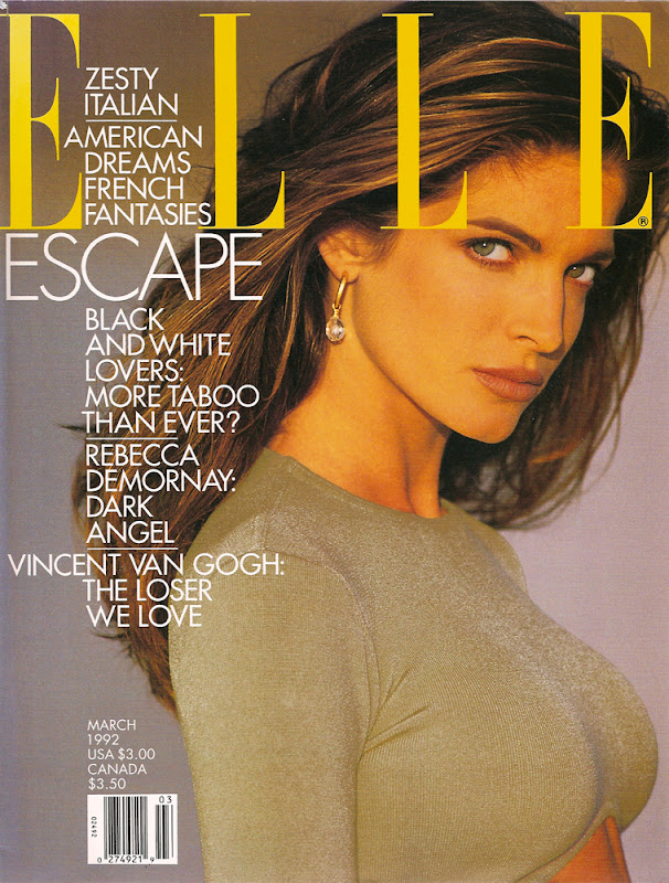 Stephanie Seymour para Elle USA, marzo 1992 (portada)