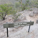 Take care sign atop Pisgah Rock (143697)