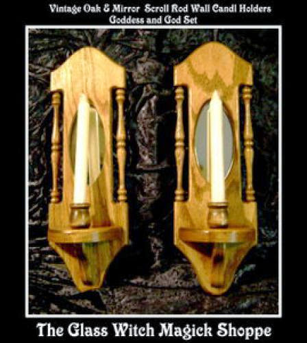 Vintage Oak Wood And Mirror Wall Sconce God And Goddess Candle Holders Ft 29 00