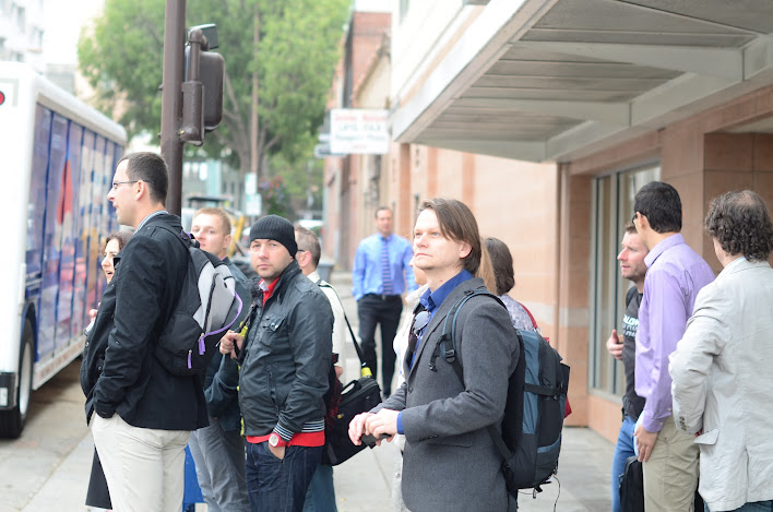 Program participants walking to Skydeck, Berkeley, CA, photo by Michal