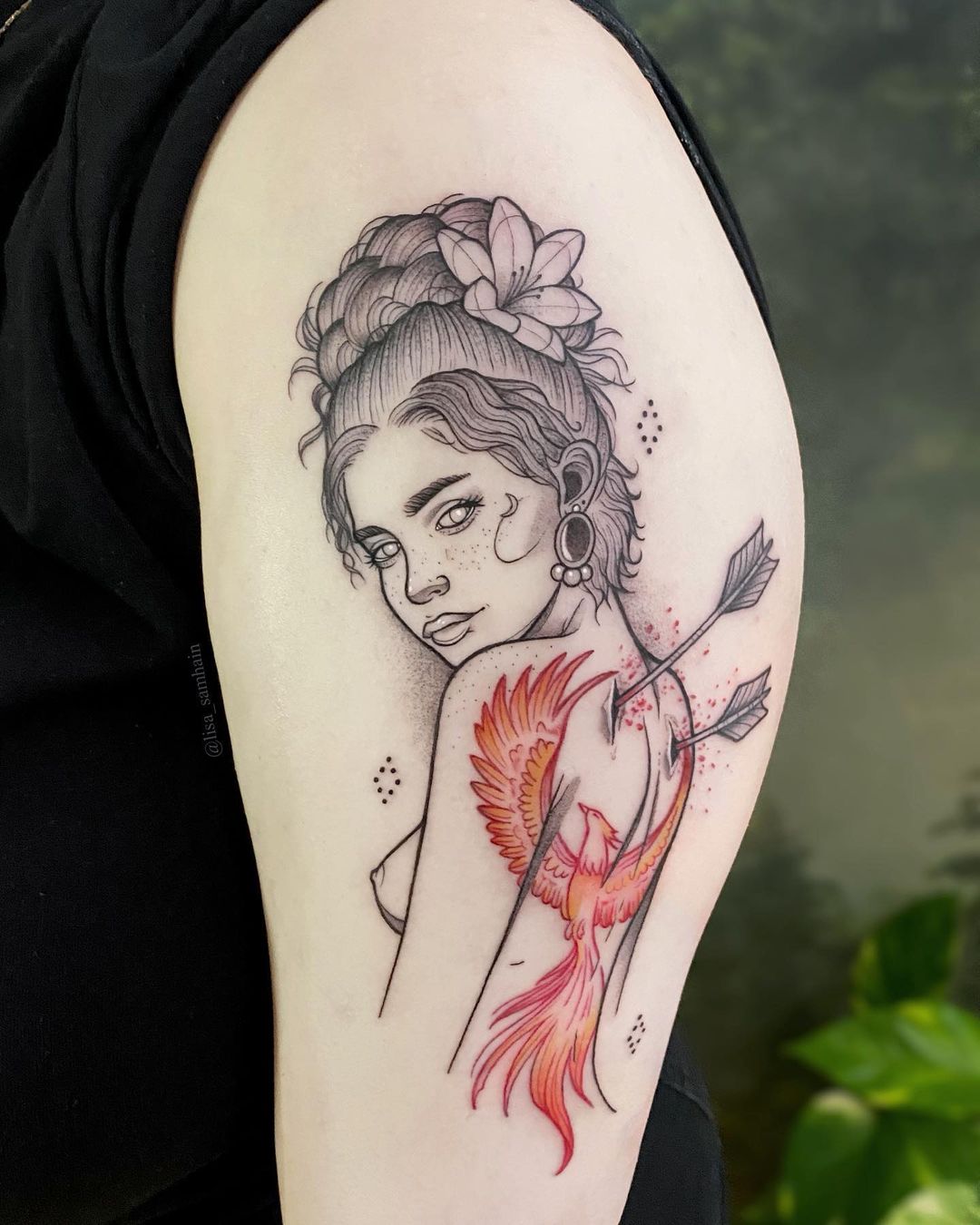Injured Girl Phoenix Tattoo