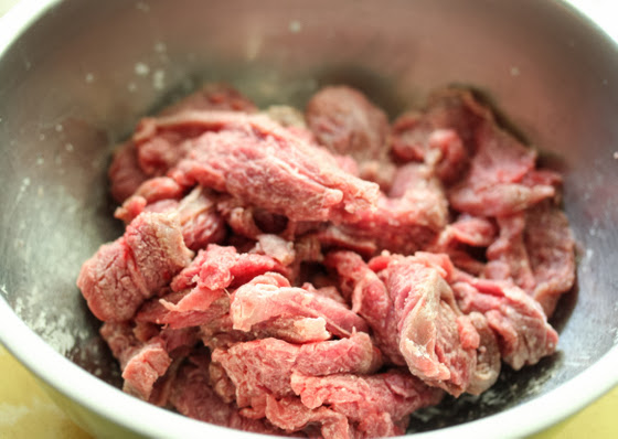 photo of beef coated in cornstarch