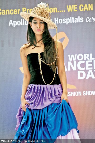 Sania walks the ramp during a fashion event, organised by a hospital on World Cancer Day, in Hyderabad.