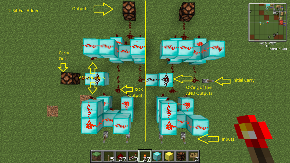 Smallest Full Adder: How to do redstone efficiently. - Redstone ...