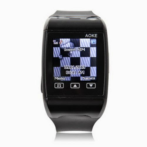  AOKE AK13 Watch Phone w/ 1.25 Inch Touch Screen Single SIM Card Camera FM BT - Black
