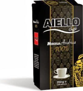 Coffee Caffè Aiello 'BLACK' 100% Arabica (Italian ground coffee) 250-gram brick (Pack of 24) For Sale