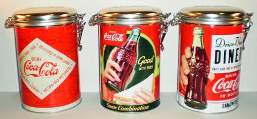  3-Piece Coca-Cola Nostalgic Lock Top Tin Canisters
