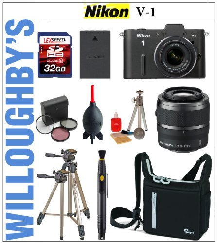 Nikon 1 V1 w/ 10-30mm VR and 30-110mm VR 1 NIKKOR Lenses + Extra Nikon EN-EL15 Battery + Deluxe Bag + 3pc Multi-Coated Essential Filter Kit + 32GB SDHC Deluxe Kit
