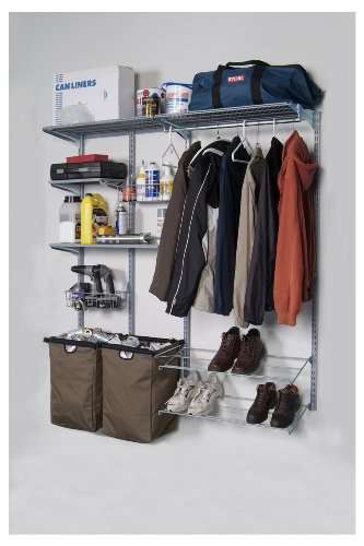Triton Products 1750 Storability Garment Wall Mount Storage System 66-Inch L by 63-Inch H with 2 Shop/Rag Bags, Boot Rack, 2 Wire Shelves, 2 Wire Baskets, 2 Steel Shelves and Hardware
