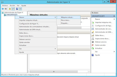 Agregar nueva máquina virtual a Hyper-V en Windows Server 2012