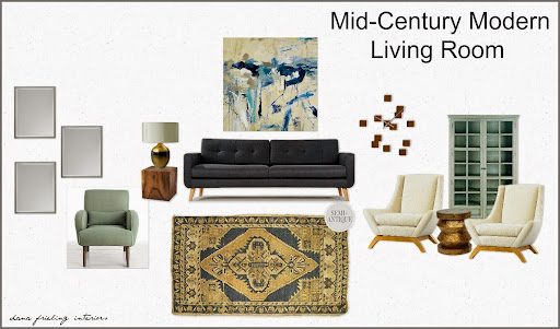mid century modern living room pictures