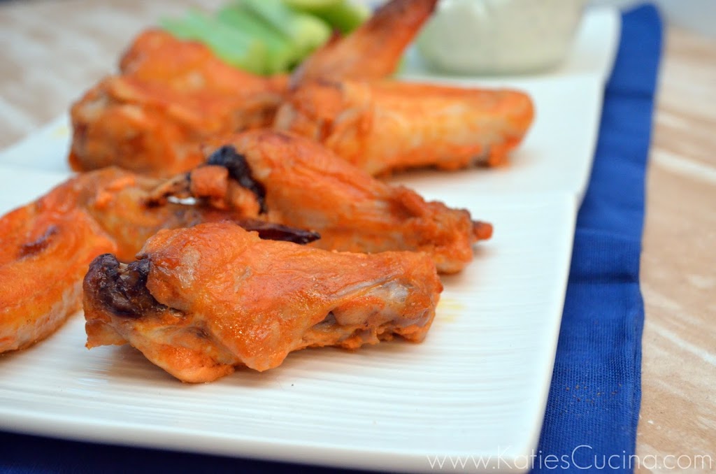 Baked Spicy Greek Yogurt Chicken Wings with Greek Yogurt Bleu Cheese Dressing 