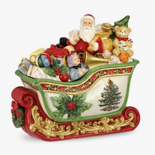  Spode Christmas Tree Santa in Sleigh Cookie Jar, 12.5-Inch