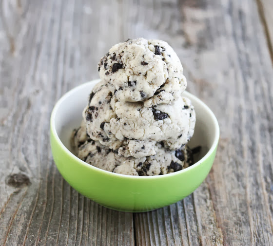 photo of Cookies and Cream Cookie Dough in a green bowl