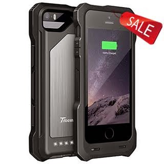 iPhone 6 Battery Case , [MFI Apple Certified] Trianium iPhone 6 Portable Charger (4.7 Inches) [Black/Silver] - 3500mAh External Rechargeable iPhone Charger Power Case Heavy-Duty Protective [Inlaid Metal] iPhone 6 Charger Case / iPhone 6 Charging case Extended Backup Battery Pack Juice Bank Cover ...