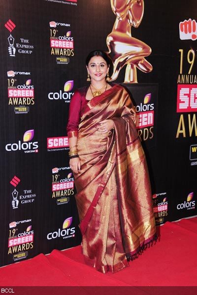 Elegant and classy Vidya Balan poses for the cameras during the 19th Annual Screen Awards 2013, held in Mumbai on January 12, 2013.